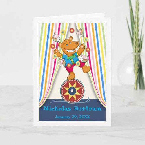 Cute Birthday for Child with Bear Juggling Cake Card