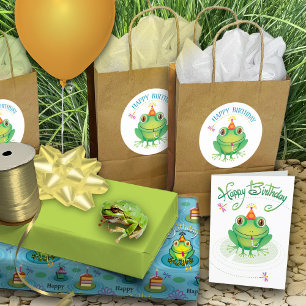 Cute Birthday Frog Classic Round Sticker