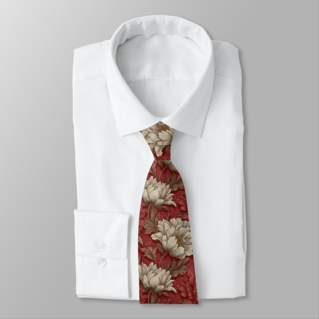 Cute Birthday Gifts For Husband Peonies Neck Tie (Tied)