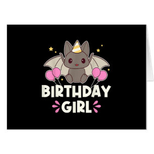 Cute Birthday Girl Bat Graphic Card