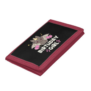 Cute Birthday Girl Bat Graphic Tri-fold Wallet