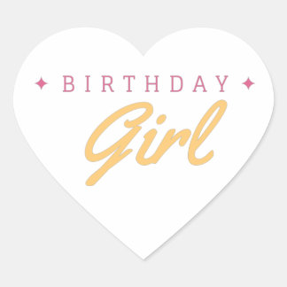 Cute Birthday Girl Chic Pink Floral Heart Sticker