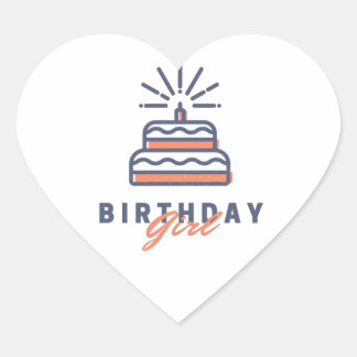 Cute Birthday Girl Chic Pink Floral Heart Sticker