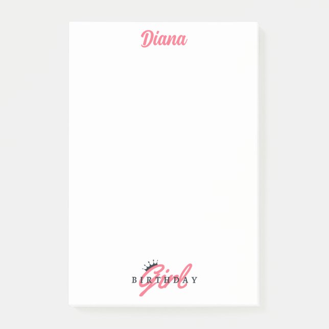 Cute Birthday Girl,Custom Name,Simple Personalized Post-it Notes (Front)