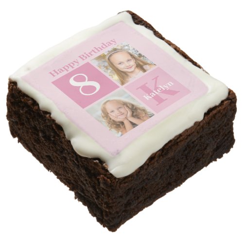 Cute Birthday Girl Photo Custom Pink Party Brownie