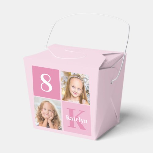 Cute Birthday Girl Photo Personalized Pink Party Favor Boxes