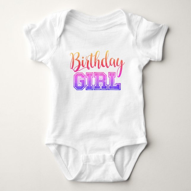 Cute Birthday Girl Quote Pretty Neon Baby Bodysuit (Front)