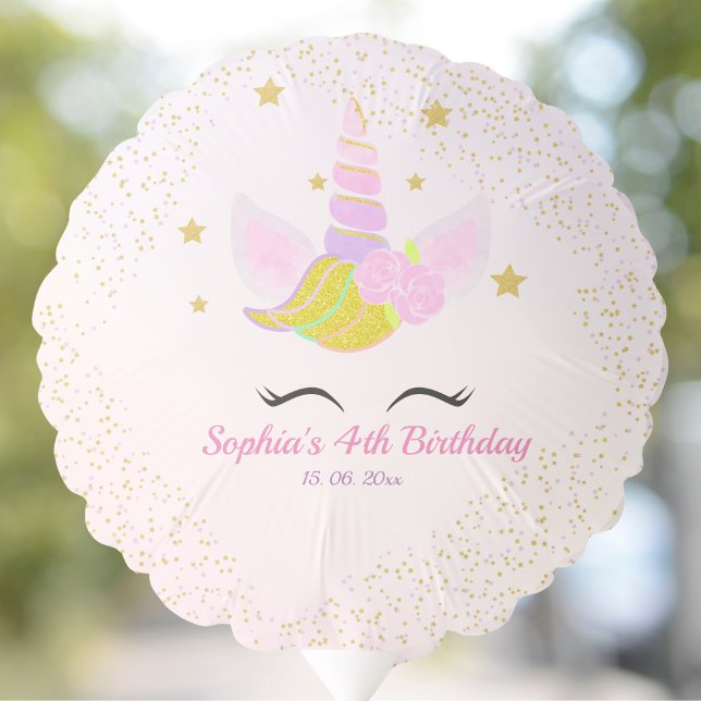 Cute Birthday Girl Unicorn Magical Celebration Balloon (Creator Uploaded)