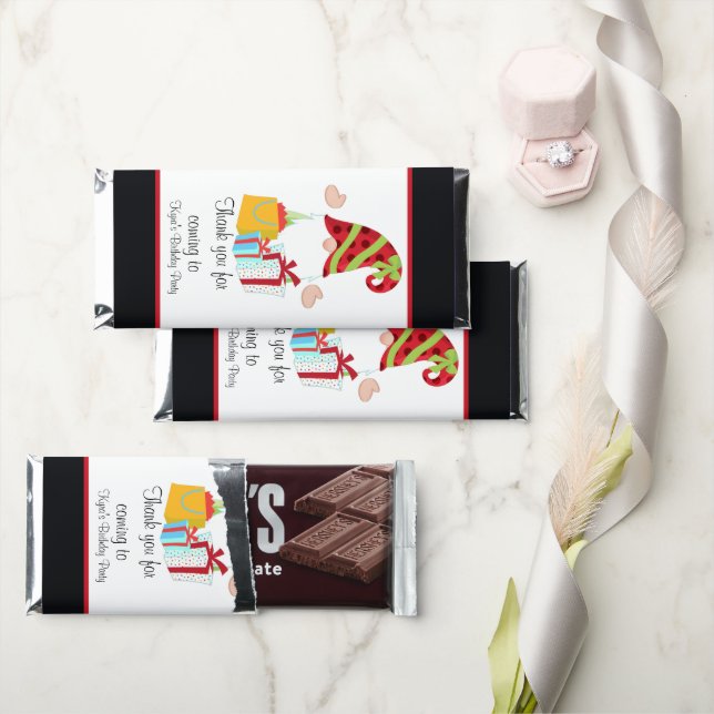 cute Birthday gnome personalize chocolate Hershey Bar Favors (Front)