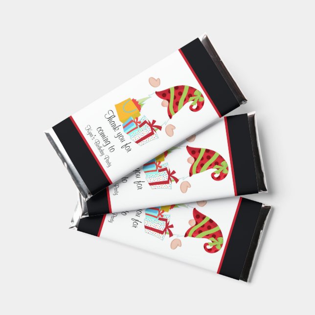 cute Birthday gnome personalize chocolate Hershey Bar Favors (Front)