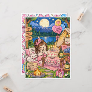 Cute Birthday Greeting Card – Blank Inside – Kawai