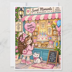 Cute Birthday Greeting Card – Blank Inside – Kawai