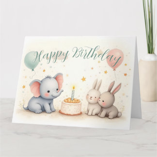 Cute Birthday Greeting with Animal Friends Card