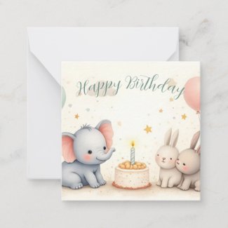 Cute Birthday Greeting with Animal Friends Note Card