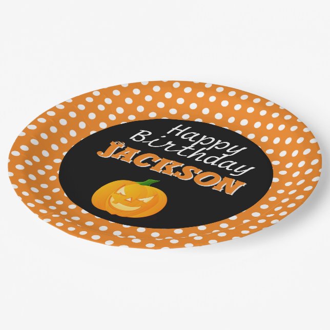 Cute Birthday Halloween Paper Plates (Angled)