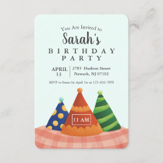 Cute Birthday Hat Invitation