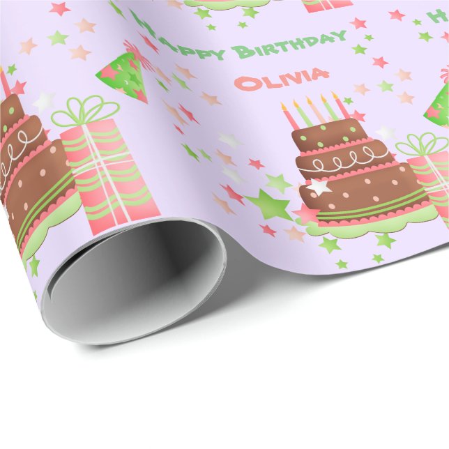 Cute Birthday Images Personalized Wrapping Paper (Roll Corner)