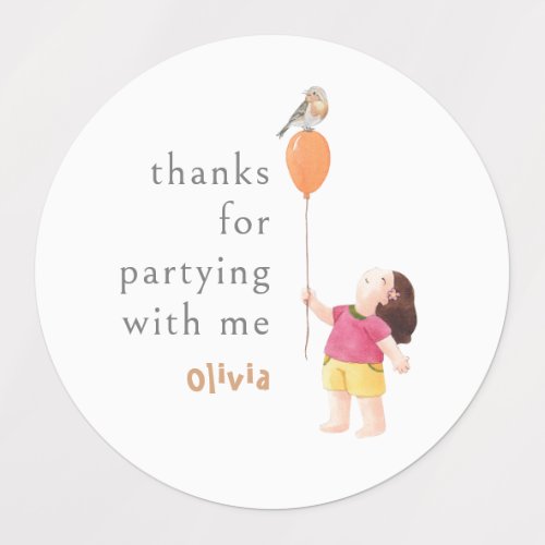 Cute Birthday Kids Party Girl Thank You Sticker