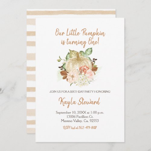 Cute Birthday Little Pumpkin is One Invitation