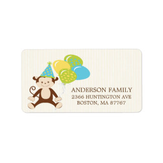 Cute Birthday Monkey Return Address Label