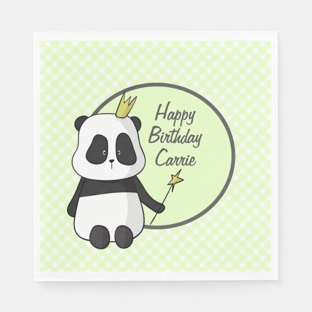 Cute Birthday Panda  Napkins (Front)