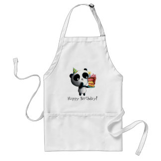 Cute Birthday Panda with Cake Adult Apron