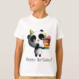 Cute Birthday Panda with Cake T-Shirt