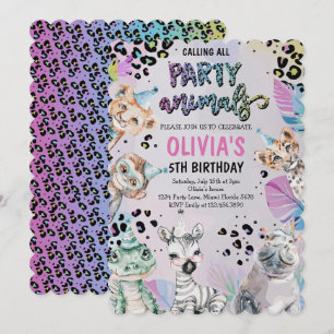 Cute Birthday Party Animals  Invitation