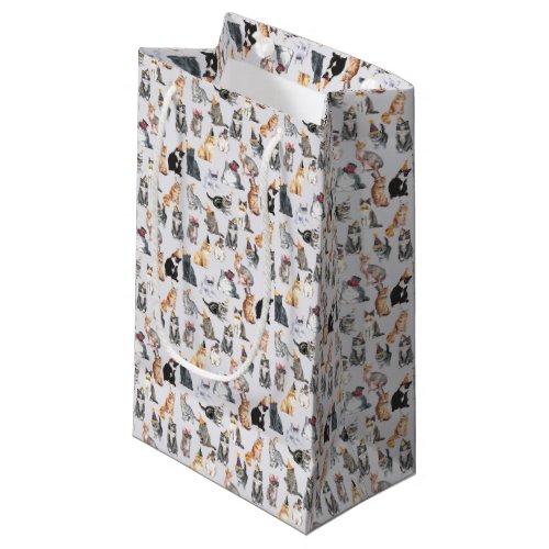 Cute Birthday Party Cats in Hats Small Gift Bag