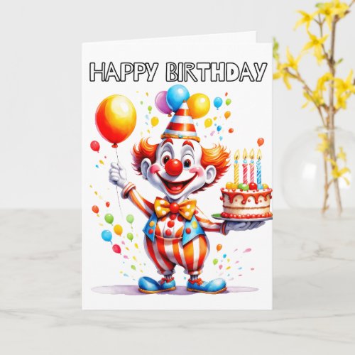Cute Birthday Party Clown Card