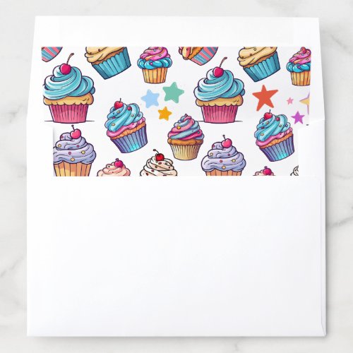 Cute Birthday Party Cupcakes Dessert Envelope Liner