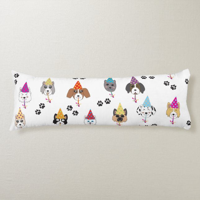 Cute Birthday Party Dogs Pattern Body Pillow (Front)
