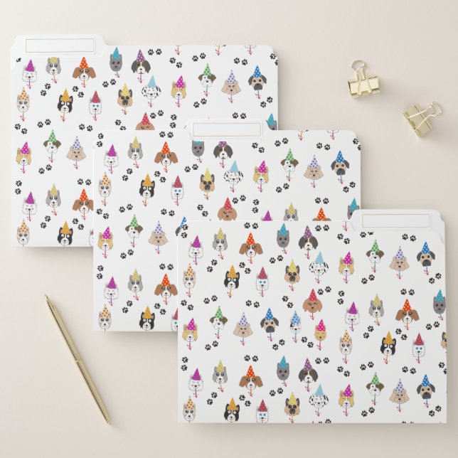 Cute Birthday Party Dogs Pattern File Folder (Set)
