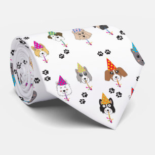 Cute Birthday Party Dogs Pattern Neck Tie