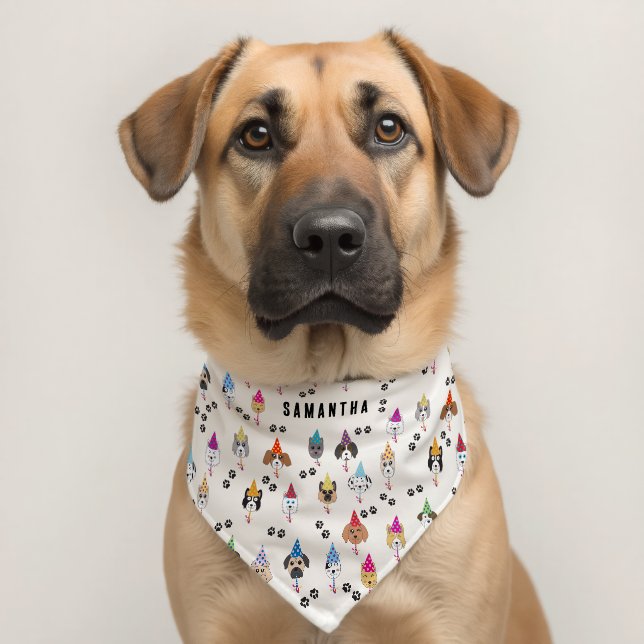 Cute Birthday Party Dogs Pattern Pet Bandana Collar (Dog 2)