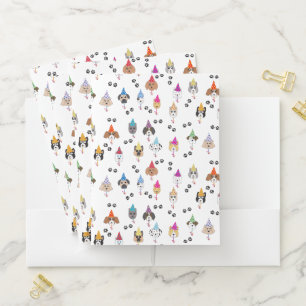 Cute Birthday Party Dogs Pattern Pocket Folder