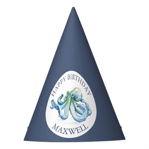 Cute Birthday Party Hat Blue Nautical Custom