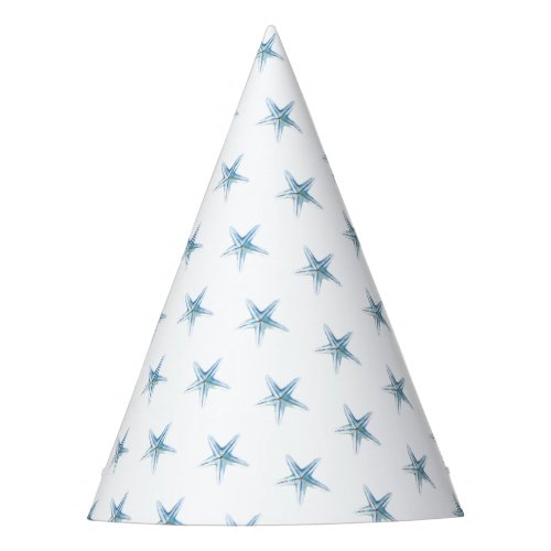 Cute Birthday Party Hat Blue Starfish Nautical