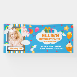 Cute Birthday Party Horizontal Banner For Kids