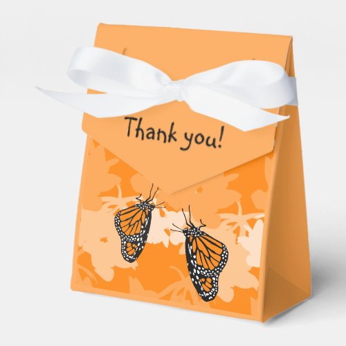 Cute Birthday Party Orange Monarch Butterfliy Pair Favor Boxes