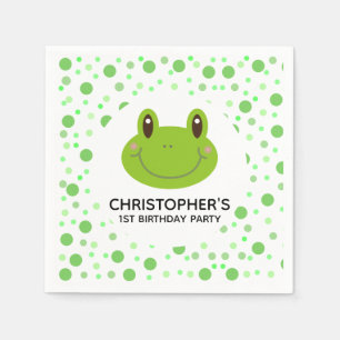 Cute Birthday Party Theme Polka Dot Frog Napkins