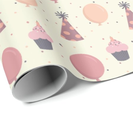 Cute Birthday Party Things In Muted Tones Wrapping Paper