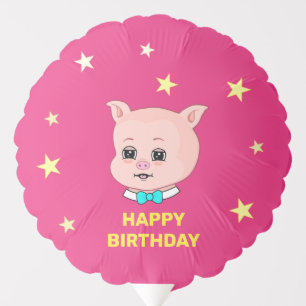 Cute Birthday Pig Balloon