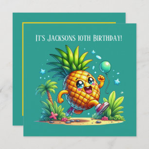 Cute Birthday pineapple party beach Invitation