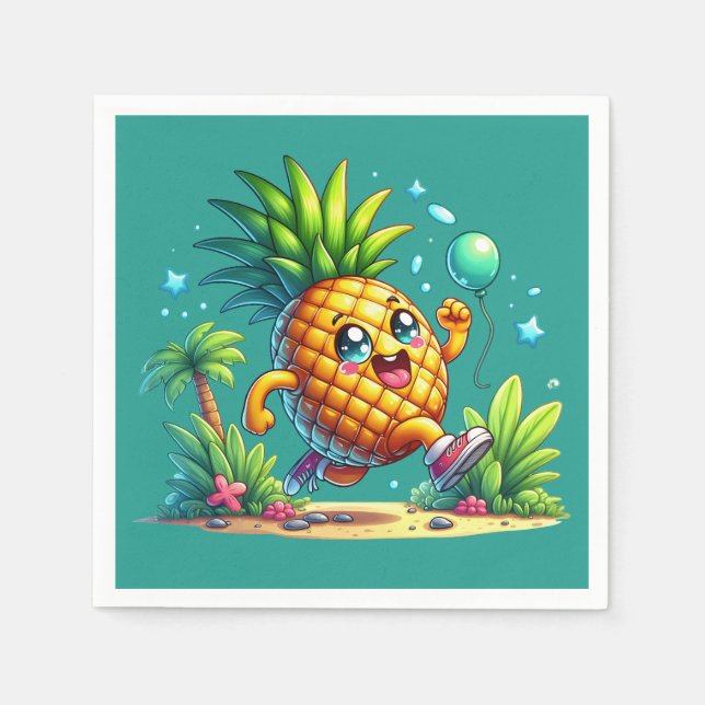 Cute Birthday pineapple party beach  Napkins (Front)