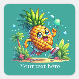 Cute Birthday pineapple party beach Square Sticker
