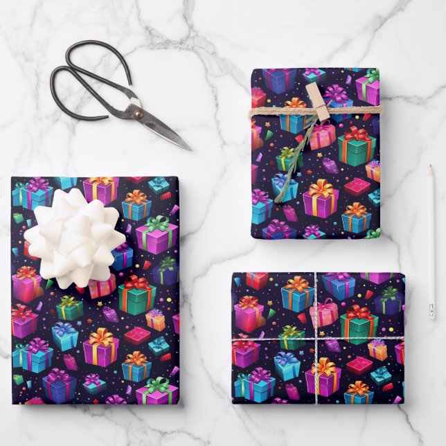Cute Birthday present tiled pattern Wrapping Paper Sheets (Front)