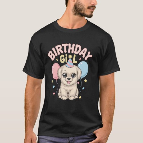 Cute Birthday Puppy with Balloons T-Shirt