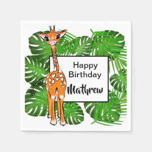 Cute Birthday Safari animals tropical forest Napkins