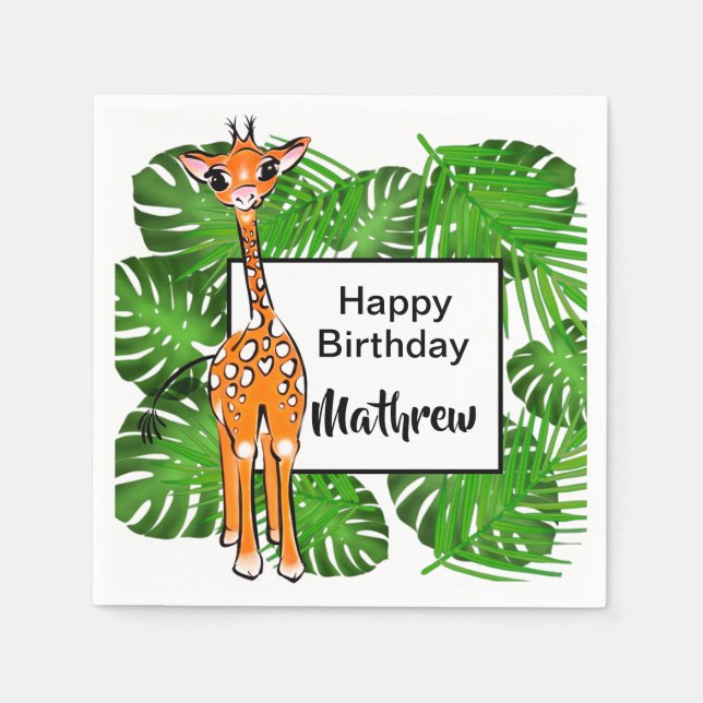 Cute Birthday Safari animals | tropical forest  Napkins (Front)